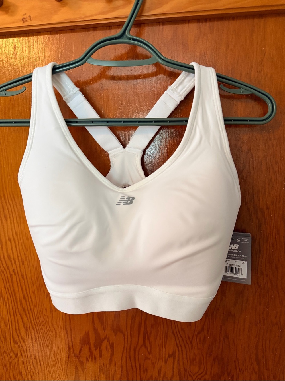 New Balance White Padded Racerback Sports Bra